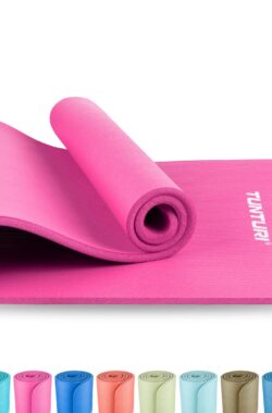 Tunturi NBR Yogamat Anti Slip – Fitnessmat Extra dik & zacht – Sportmat – 180x60x1.5cm – Incl Trainingsapp – Roze