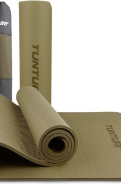 Tunturi Yoga Mat 8mm – Pilates mat – Extra dikke fitness mat – 183x61x0,8 cm – Incl Draagtas – Ecologisch materiaal – Eenvoudig te reinigen – Groen