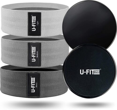 U Fit One Resistance band & Fitness Sliders Set- Booty Band & Core Sliders - Sliding Pads - Discs - Core Trainer - Buikspier - Thuis Sporten - Weerstandsbanden - ufitone