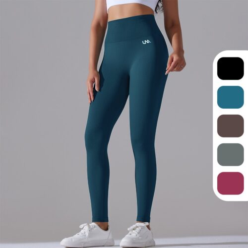 UNA - Sportlegging dames - Sportkleding dames - Sportbroek dames - Yoga Kleding Dames - Scrunch - Tiktok - Squat proof - High waist - Shapewear - Groen - Blauw Maat M