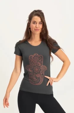 Urban Goddess Hamsa Core Duurzame Yoga Tee – Ash