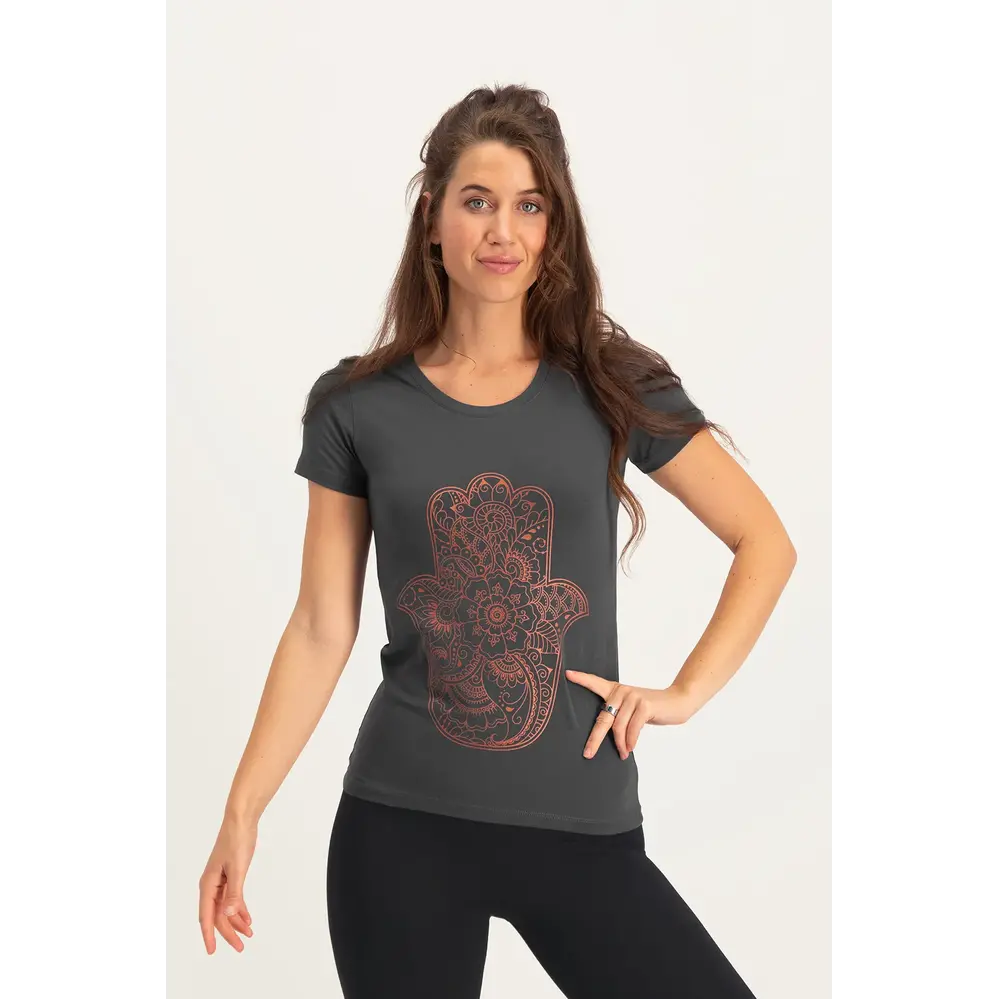 Urban Goddess Hamsa Core Duurzame Yoga Tee - Ash