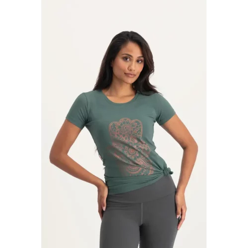 Urban Goddess Hamsa Core Katoenen Yoga Tee - Forest