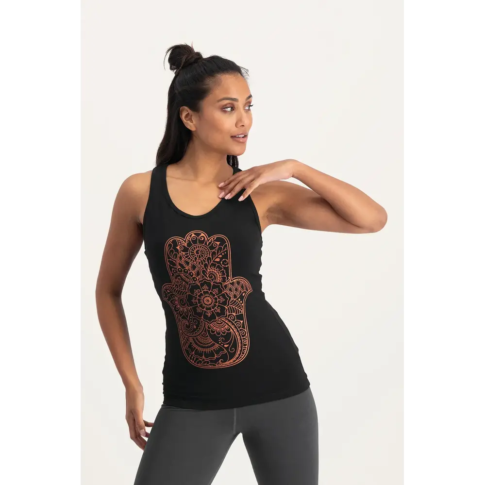 Urban Goddess Hamsa Core Yoga Tank Top - Onyx Black