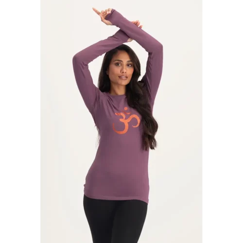 Urban Goddess Karuna OM Dry-Fit Yoga Longsleeve Shirt - Mauve