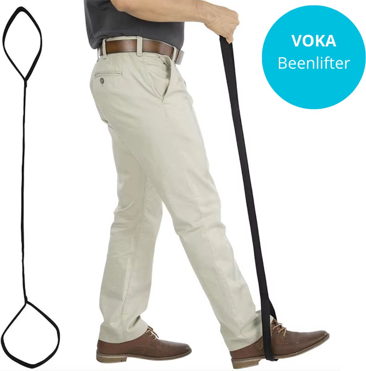 VOKA Beenlifter - Beenheffer - 85cm - Voetenheffer - Zwart - Hulpmiddel benen tillen - Aantrekhulp - Schoenen aantrekhulp - Been tilhulp - Stretch Band - Fysio stretch band - Yoga Band -