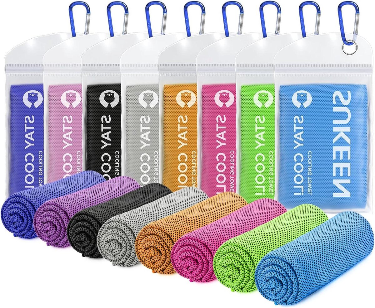 Verkoelende Handdoek Set Van 8 - Koelhanddoeken - Sporthanddoek Voor Yoga - Strand Golf Camping - 100 x 30 cm Cooling Towels