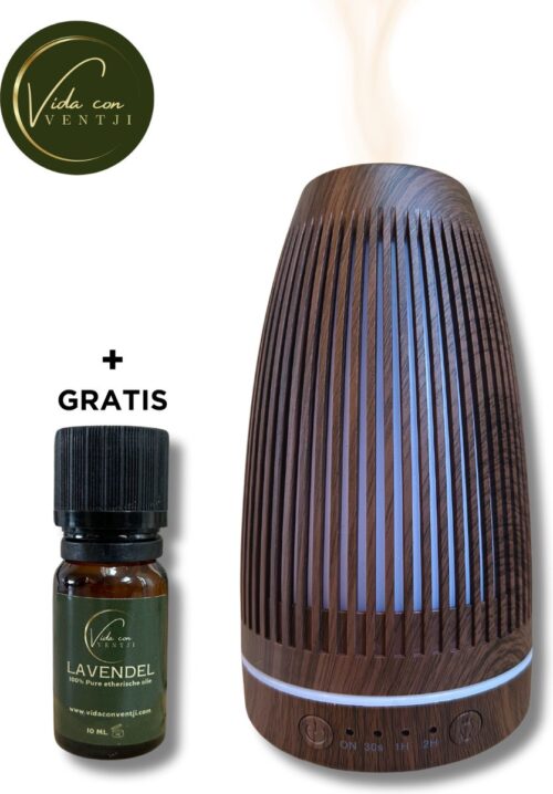 Vida con Ventji® - Aroma diffuser - Luchtbevochtiger - Geurverspreider - Vernevelaar - Aromatherapie - 100 ML - Inclusief Etherische Olie T.w.v. €17,95