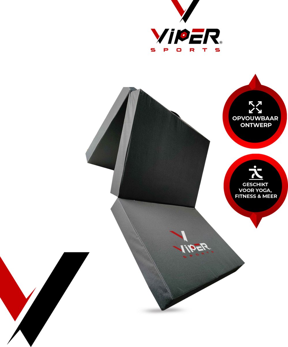 Viper Sports SleepFlex - L195xB85xH10 cm - Professionele opvouwbare turnmat - Yoga - Yogamat - Extra dikke sportmat - Gymnastiekmat - Zwart