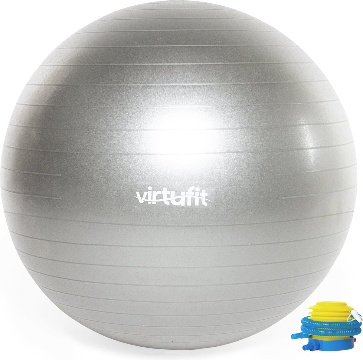 VirtuFit Yoga bal - Anti-Burst Fitnessbal Pro - Pilates bal - met voetpomp - Grijs - 55 cm