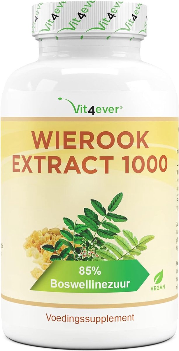 Vit4ever - Indiase Boswellia Serrata - 365 Capsules - Frankincense Wierook Extract - Premium: 85% Boswellia Zuur - Hooggedoseerd met 1000 mg per dagelijkse dosis - Veganistisch