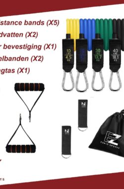 Weerstandsbanden – 11-delig – Resistance Band – Fitness Elastiek – Weerstandsband – Workout – Thuis Sporten – Fitness Set – 150LBS – 68KG – TPE