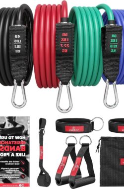 Weerstandsbanden Fitness Set met Trainings eBook – Resistance Bands Expander Tubes – Elastische Weerstand Banden voor Krachttraining Gym