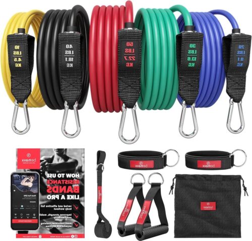 Weerstandsbanden Fitness Set met Trainings eBook - Resistance Bands Expander Tubes - Elastische Weerstand Banden voor Krachttraining Gym