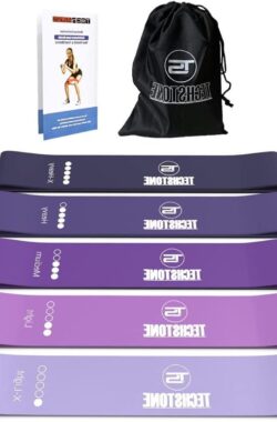 Weerstandsbanden Set voor mannen en vrouwen – 5 verschillende weerstandsniveaus – elastische band voor thuis gym – lange training – geweldige fitnessapparatuur voor training yoga – gratis draagtas