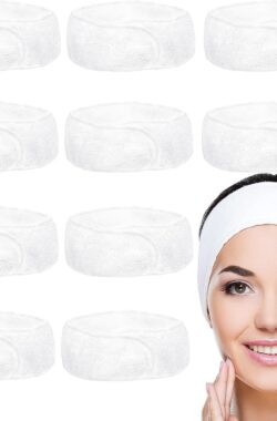 Witte Spa Gezicht Hoofdbanden (10 Pak) – Make-up Hoofdband – Aanpasbare Gezichts- en Douche Band – Handdoek om Haar en Hoofd te Beschermen Voor Wassen, Baden en Sport