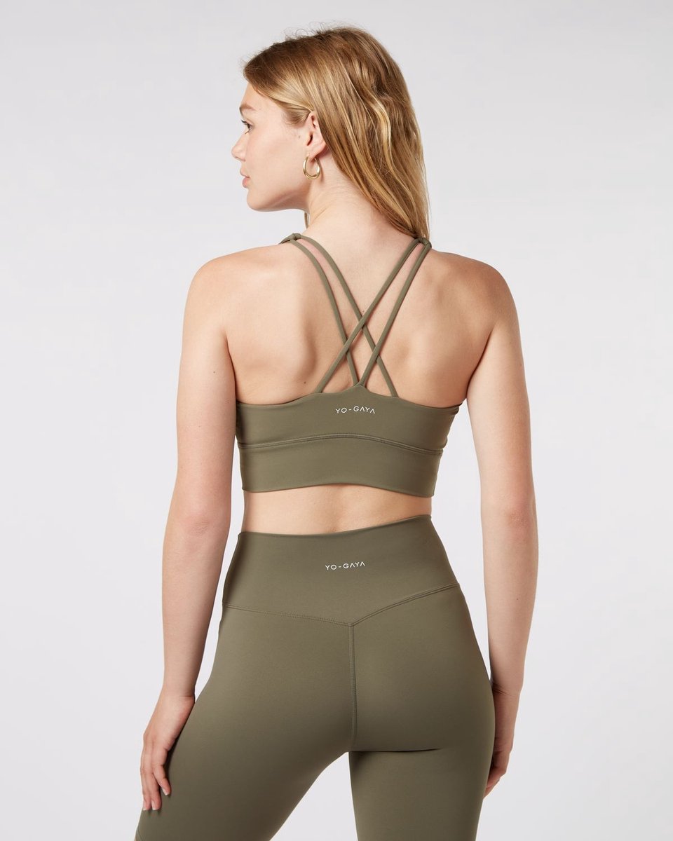 YO-GAYA - Cross Back Sport BH - Olive Green - Maat - L - Fitness - Sportkleding