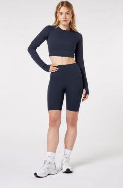 YO-GAYA – Long Sleeve Crop Top – Deep Ocean Blue – Maat – L – Fitness – Sportkleding