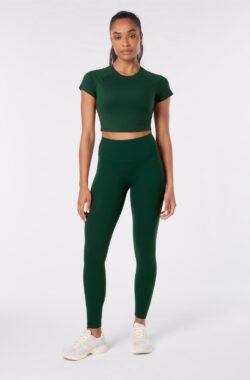 YO-GAYA – Short Sleeve Crop Top – Jungle Green – Maat – M – Fitness – Sportkleding