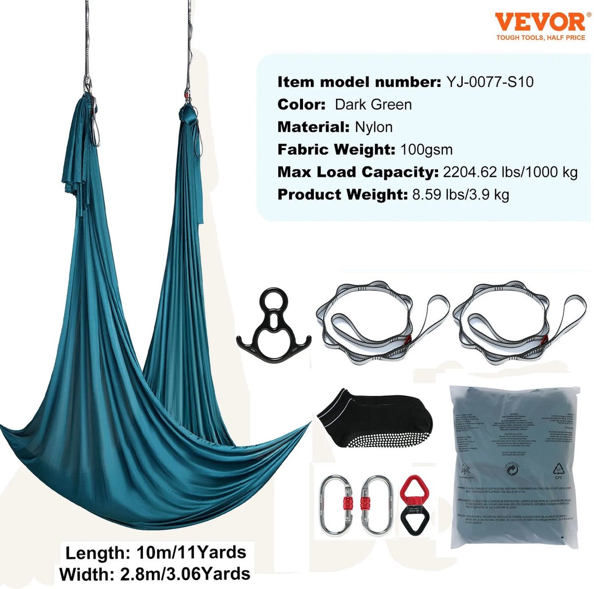 Yard Aerial Yoga Hangmat - Swing Yoga Starterset - Antenne Zijden Yogaband Accessoire Voor Alle Niveaus Fitness