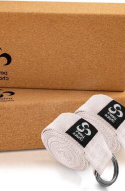 Yoga Blokken van Kurk – Stevige & Solide Natuurlijke Baksteen – Eco-vriendelijk – 2 Pack met Yoga Strap