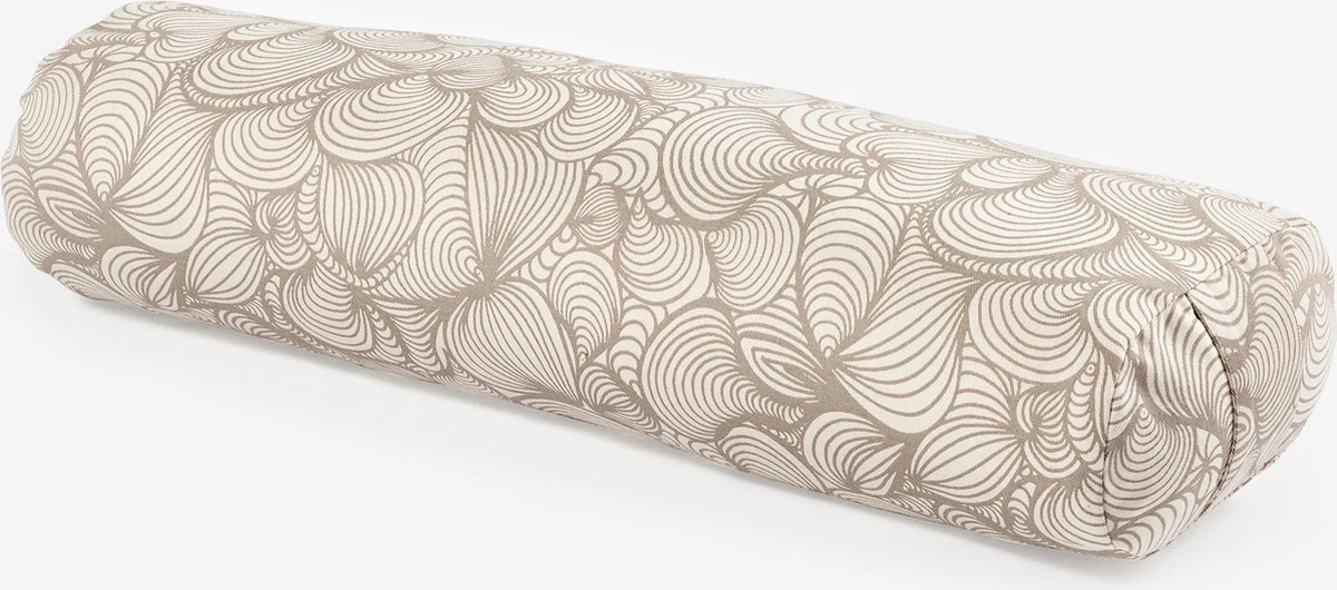 Yoga Bolster Planten patroon ecru beige - Bio Katoen GOTS-gecertificeerd - Ecologische Kapok vulling - Wasbare katoenen hoes - Bolster - Yoga kussen - Yin yoga - Anti-huisstofmijtallergie