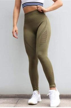 Yoga Broek – Naadloos – Vrouw. Olijfgroen / S