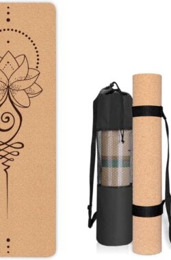 Yoga Mat Non-Slip Uniek Ontwerp Natuurlijk Kurk TPE Materiaal Fitness Trainingsmat Non-Slip voor Thuis, Pilates, Aerobics, Fitness & Training 183 x 61 cm