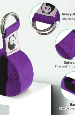 Yoga Riem,180CM Katoen Yogagordel, Praktische Yogaband met Schuifgesp Yoga-accessoire voor Stretchen en Fitness, voor Beginners en Gevorderden, Paars