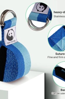 Yoga Riem,250CM Katoen Yogagordel, Praktische Yogaband met Schuifgesp Yoga-accessoire voor Stretchen en Fitness, voor Beginners en Gevorderden, Blauw