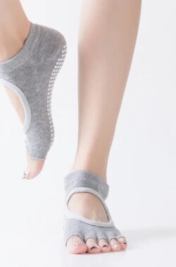 Yoga Sokken Full Open Toe | Volle Teen Yoga Sok | Met Anti Slip Onderkant | Antislip Sokken | Pilates Sokken | Maat 36-40 I Grijs