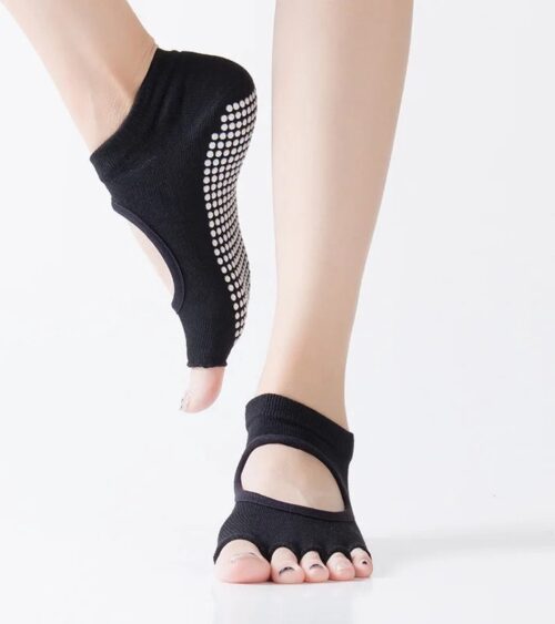 Yoga Sokken Full Open Toe | Volle Teen Yoga Sok | Met Anti Slip Onderkant | Antislip Sokken | Pilates Sokken | Maat 36-40 I Zwart