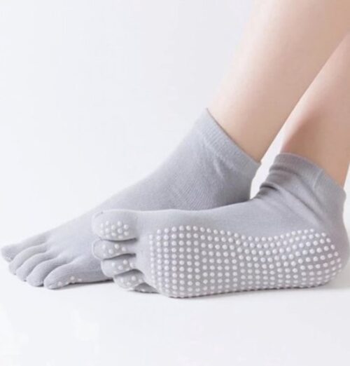 Yoga Sokken Full Toe | Volle Teen Yoga Sok | Met Anti Slip Onderkant | Antislip Sokken | Pilates Sokken | Maat 36-40 I Grijs