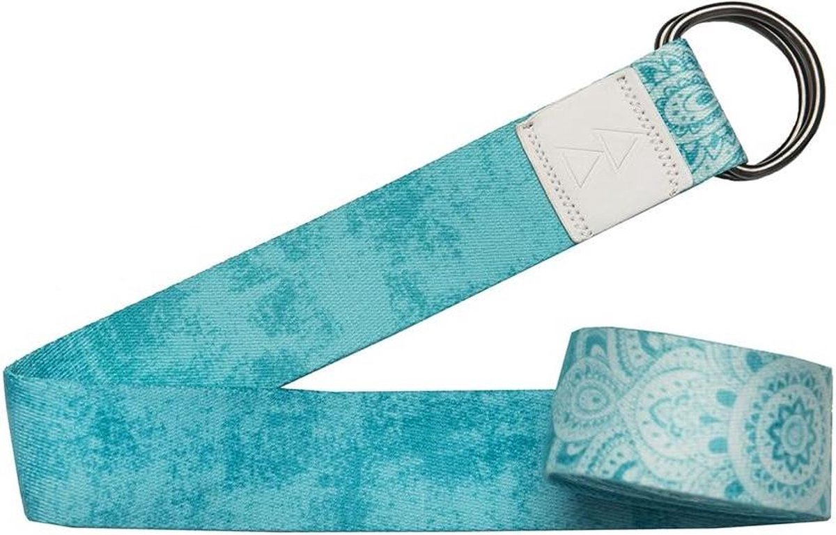 Yoga Strap - Luxueus Extra lang Super zacht Eco-gedrukt - Studio kwaliteit verstelbaar - Veilig stretchen en langer vasthouden - 240cm lang - Mandala Turquoise