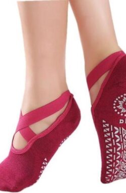 Yoga & Pilates sokken met antislip – ‘Ballerina Yoga’ – dichte tenen – Rood