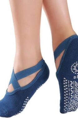 Yoga & Pilates sokken met antislip – ‘Ballerina Yoga’ – dichte tenen – zwart – Blauw