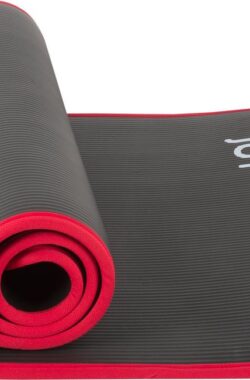 Yoga mat – Incl.Draagriem – Extra groot – Extra dik – Zwart/rood – 185 x 61cm