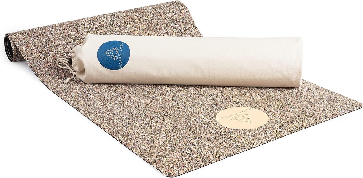 Yoga mat made from 100% natural cork and recycled trainers, vegan yoga mat with high traction and ideal weight of only 1.5 kg, for the sake of the environment