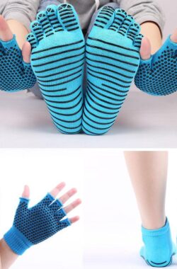 Yoga sokken en handschoenen blauw – Antislip – One size