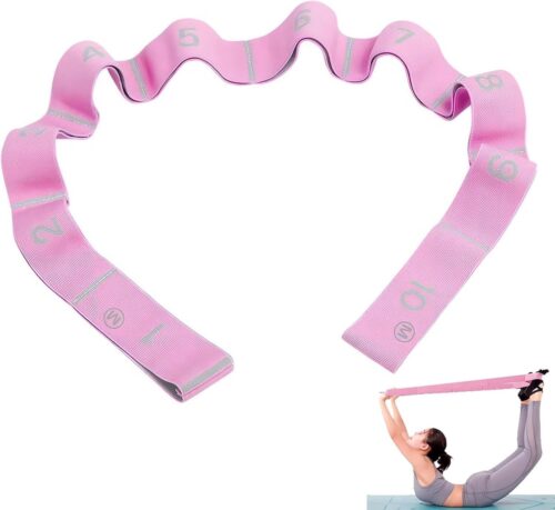 Yoga stretchband, fitnessbanden band yoga stretch riem met 10 lussen, zeer elastische gymnastiekband, upgrade uitbreiding yoga stretchband effectieve rek