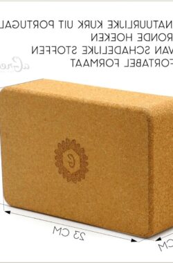 Yogablok van kurk – 100% natuurproduct – 1- of 2-delige set voor fitness en pilates met rugzak yoga block wood