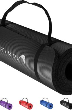 Yogamat 10 mm dikke milieuvriendelijke NBR-schuimoefenmat – inclusief draagtas en riem – 180 x 60 cm – antislip professionele trainingsmat voor thuis fitness pilates – vrouwen mannen.