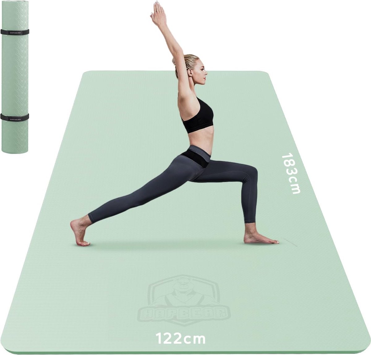 Yogamat XXL, extra breed, TPE, sportmat, fitnessmat, antislip, 183 cm x 122 cm / 198 cm x 137 cm x 6 mm dik, ultra , gymnastiekmat voor pilates, gym, thuis, workout