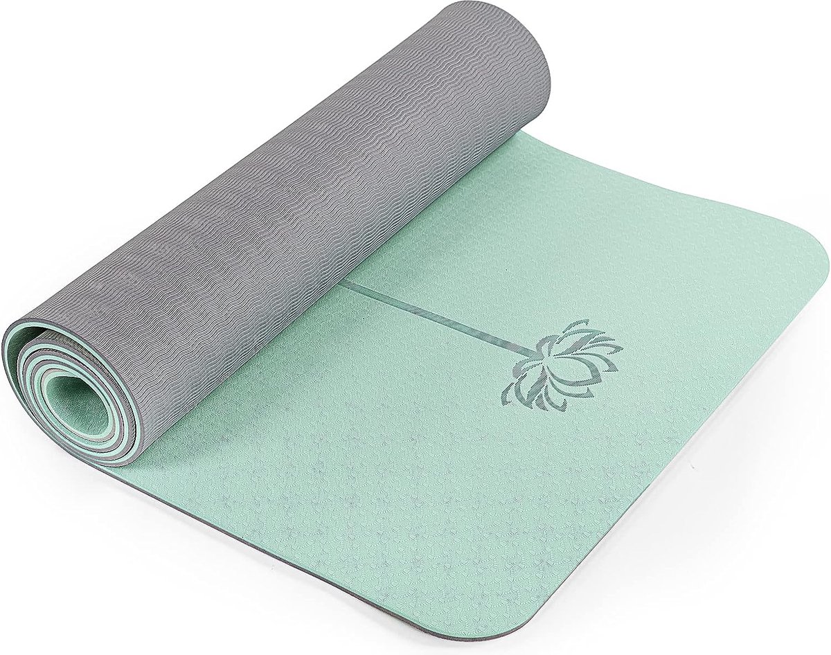 Yogamat antislip gymnastiekmat TPE fitnessmat voor yoga oefenmat met draagband sportmat 183 cm x 61 cm x 0,6/0,8 cm