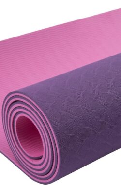 Yogamat met draagriem, TPE fitnessmat, antislip, milieuvriendelijke oefenmat, sportmat voor yoga, pilates en thuistraining, 183 x 61 x 0,6 cm