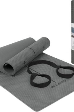 Yogamat sportmat gymnastiekmat 183 x 66 x 08 cm fitnessmat TPE antislip met richtlijnen-draagriem voor yoga-pilates