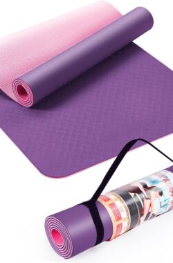 Yogamat voor dames en heren – antislip TPE-oefenmat met draagriemen – pilates stretching mat – thuis 183 x 61 x 06 cm