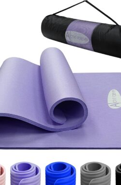 Yogamat voor vrouwen en mannen, NBR-schuim, yogamat voor vrouwen en mannen, hoge dichtheid, antislip, oefenmat met vrije reistas, draagtas, voor yoga, pilates, hit, thuis, workouts en gym (roze)