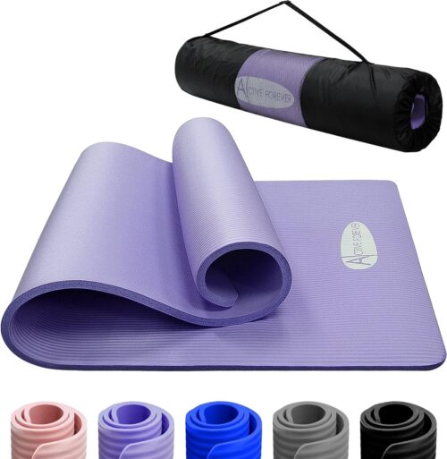 Yogamat voor vrouwen en mannen, NBR-schuim, yogamat voor vrouwen en mannen, hoge dichtheid, antislip, oefenmat met vrije reistas, draagtas, voor yoga, pilates, hit, thuis, workouts en gym (roze)