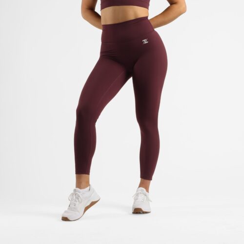 ZEUZ Sport Legging Dames High Waist - Sportkleding & Sportlegging Squat Proof - Fitness & Crossfit - Hardloopbroek, Yoga Broek - 70% Nylon & 30% Elastaan - Burgundy Rood - Maat L